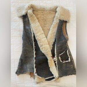 Vintage Handmade Shearling Leather Vest